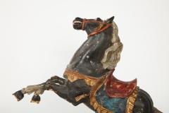 Pair of 18th Century Italian Carved Fruitwood Polychrome Horses - 1571887