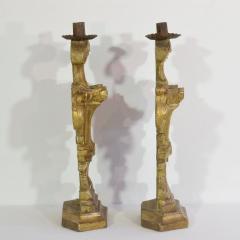 Pair of 18th Century Italian Carved Giltwood Baroque Candleholders - 4113831