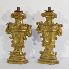 Pair of 18th Century Italian Carved Giltwood Baroque Candleholders - 4113833