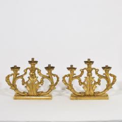 Pair of 18th Century Italian Carved Giltwood Baroque Candleholders - 4113872