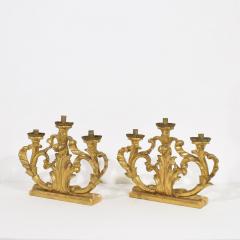Pair of 18th Century Italian Carved Giltwood Baroque Candleholders - 4113894