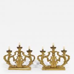 Pair of 18th Century Italian Carved Giltwood Baroque Candleholders - 4214251