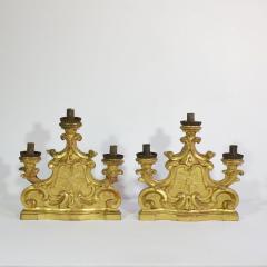 Pair of 18th Century Italian Carved Giltwood Baroque Candleholders - 4114340