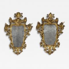 Pair of 18th Century Italian Gilt wood Mirrors or Wall Lights Roma 1750 - 4449131