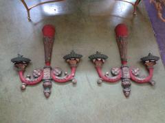 Pair of 18th Century Italian Polychrome Sconces - 4817245