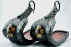 Pair of 18th Century Japanese Edo Period Lacquered Samurai Iron Stirups - 3005789