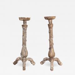 Pair of 18th Century Large Carved Candlesticks - 3601742