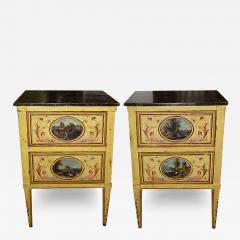 Pair of 18th Century Neoclassical Luccan Louis XVI Polychrome Bedside Table - 3621372