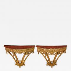 Pair of 18th Century Spanish Carved Giltwood and Painted Top Wall Mounted Consol - 4628235