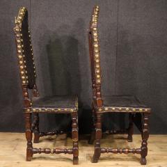 Pair of 18th century antique Italian leather chairs - 4343458