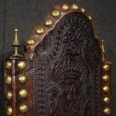 Pair of 18th century antique Italian leather chairs - 4343460