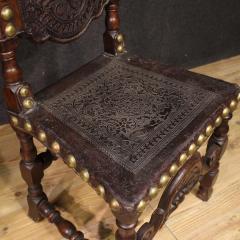 Pair of 18th century antique Italian leather chairs - 4343461