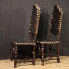 Pair of 18th century antique Italian leather chairs - 4343463