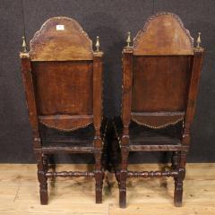 Pair of 18th century antique Italian leather chairs - 4343464