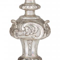 Pair of 18th century continental silvered wood lamps - 4198774