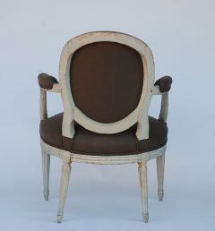 Pair of 18th century period Louis XVI whitewashed medaillon armchairs - 974683