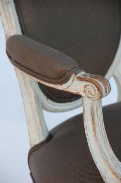 Pair of 18th century period Louis XVI whitewashed medaillon armchairs - 974685
