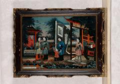 Pair of 19 century Chinese Reverse Painted Mirror Pictures - 1622564