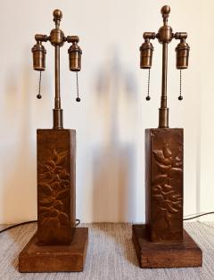 Pair of 1920s American Art and Crafts Copper Table Lamps - 3967914