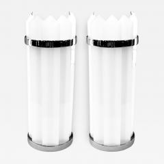 Pair of 1930s American Art Deco Theater Sconces with White Glass Inserts - 182031