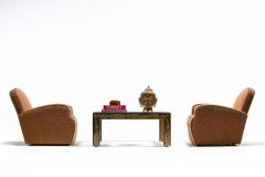 Pair of 1930s Art Deco Club Chairs in Truffle Cocoa Fabric with Chocolate Trim - 4349491