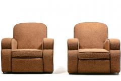 Pair of 1930s Art Deco Club Chairs in Truffle Cocoa Fabric with Chocolate Trim - 4349494