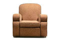Pair of 1930s Art Deco Club Chairs in Truffle Cocoa Fabric with Chocolate Trim - 4349495