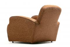Pair of 1930s Art Deco Club Chairs in Truffle Cocoa Fabric with Chocolate Trim - 4349498