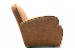 Pair of 1930s Art Deco Club Chairs in Truffle Cocoa Fabric with Chocolate Trim - 4349502