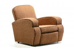 Pair of 1930s Art Deco Club Chairs in Truffle Cocoa Fabric with Chocolate Trim - 4349503