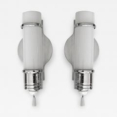 Pair of 1930s Art Deco Streamline Wall Sconces w Porcelain Pulls - 183882