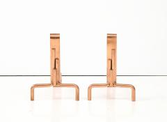 Pair of 1930s copper modernist andirons - 3716837