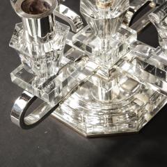 Pair of 1940s Art Deco Four Arm Silverplate Crystal Candleholders - 2143737