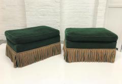 Pair of 1940s Art Deco Velvet Upholstered Ottomans - 1650585