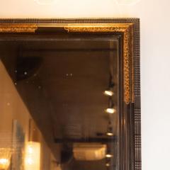 Pair of 1940s Dark Walnut Mirrors w Hand Painted 24kt Gilt Arabesque Detailing - 1484780