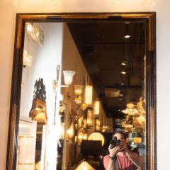 Pair of 1940s Dark Walnut Mirrors w Hand Painted 24kt Gilt Arabesque Detailing - 1484782