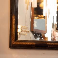 Pair of 1940s Dark Walnut Mirrors w Hand Painted 24kt Gilt Arabesque Detailing - 1484788