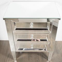 Pair of 1940s Directoire Style Custom Mirrored Nightstands with Three Drawers - 1507629