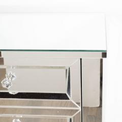 Pair of 1940s Directoire Style Custom Mirrored Nightstands with Three Drawers - 1507630