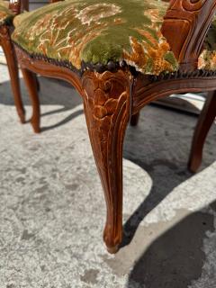 Pair of 1940s French Provincial Style Walnut Upholstered Bergeres - 4519279