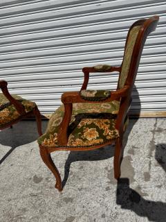 Pair of 1940s French Provincial Style Walnut Upholstered Bergeres - 4519288