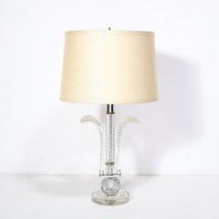 Pair of 1940s Hollywood Regency Translucent Cut Crystal Plume Form Table Lamps - 2660098