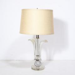 Pair of 1940s Hollywood Regency Translucent Cut Crystal Plume Form Table Lamps - 2660100