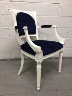 Pair of 1940s Lacquered Regency Style Armchairs in Blue Mohair - 1138762