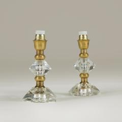 Pair of 1940s Murano cut glass and brass table lamps - 4245760