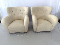 Pair of 1940s Scandinavian Sheepskin Lounge Chairs - 3868130