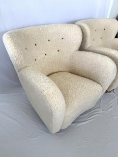 Pair of 1940s Scandinavian Sheepskin Lounge Chairs - 3868131