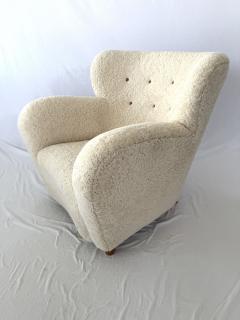 Pair of 1940s Scandinavian Sheepskin Lounge Chairs - 3868132