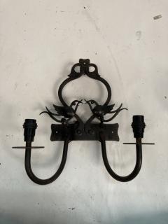 Pair of 1940s wrought iron sconces - 3312028