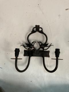 Pair of 1940s wrought iron sconces - 3312029